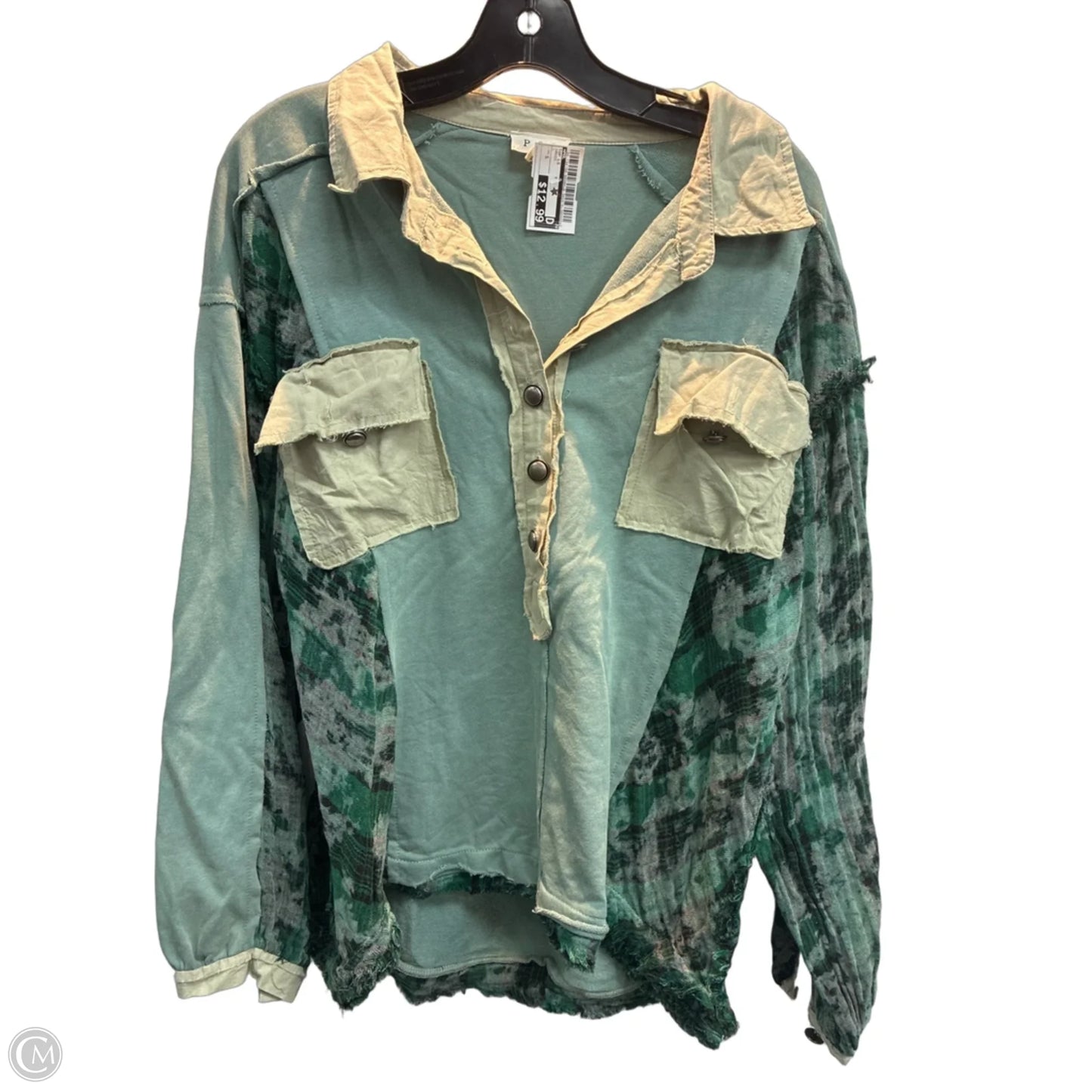 Top Long Sleeve By Pol In Green, Size: S