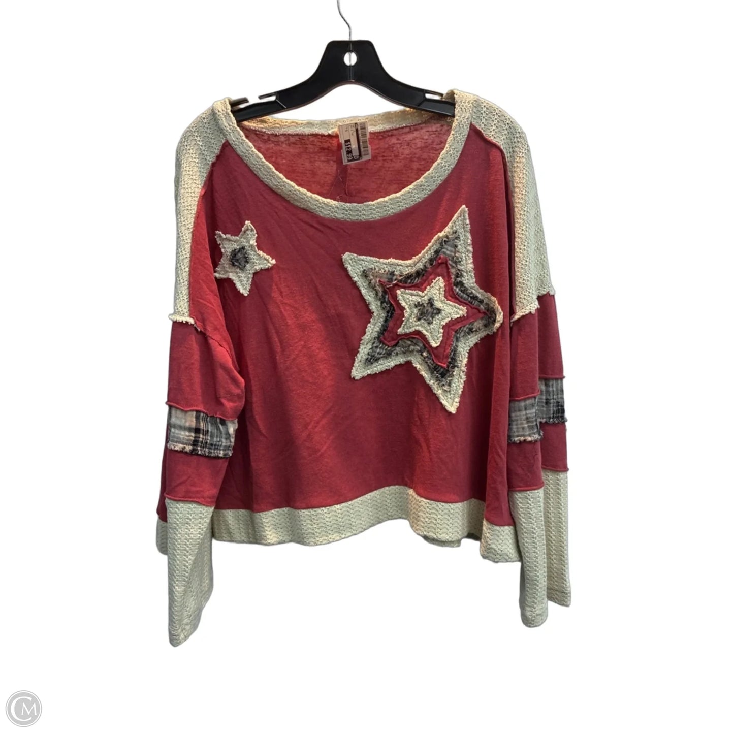 Top Long Sleeve By Pol In Red & Tan, Size: S