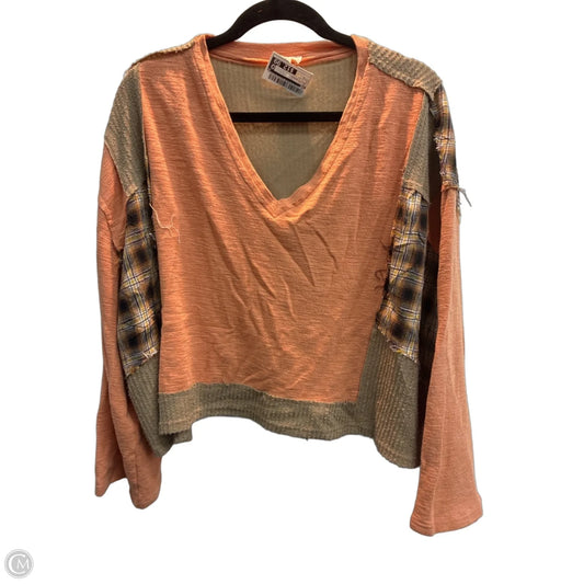 Top Long Sleeve By Pol In Brown & Orange, Size: S
