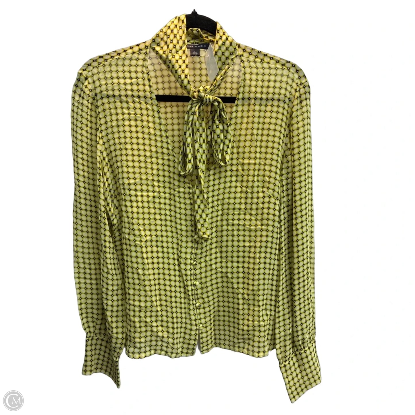 Blouse Long Sleeve By Banana Republic In Polkadot Pattern, Size: L