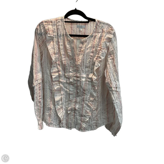 Blouse Long Sleeve By Charter Club In Multi-colored, Size: L