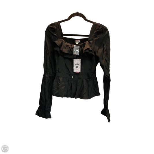 Blouse Long Sleeve By Andree By Unit In Black, Size: S
