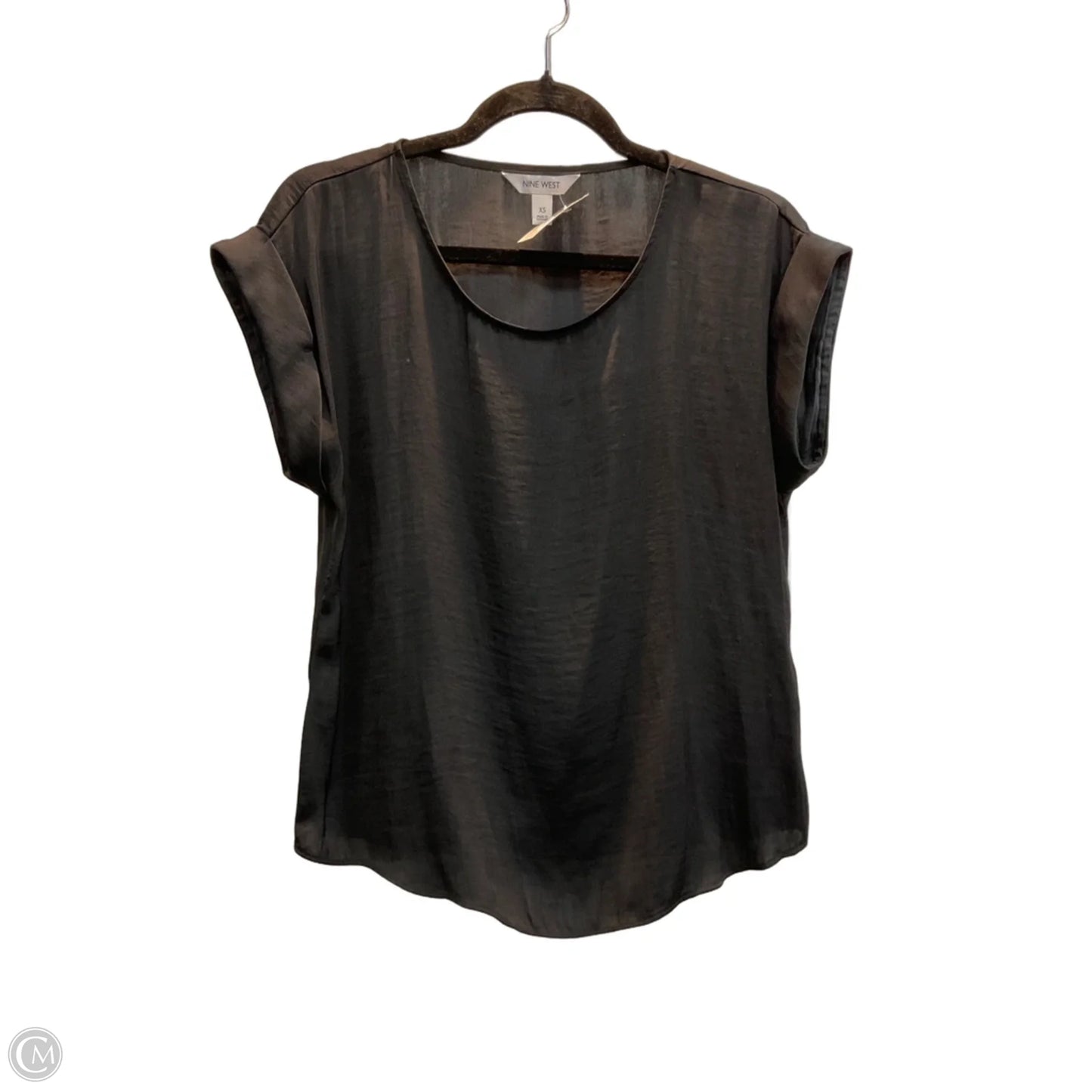 Blouse Short Sleeve By Nine West In Black, Size: Xs