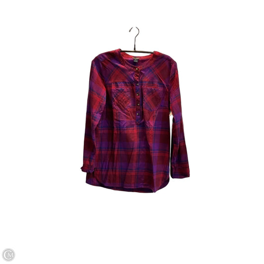 Top Long Sleeve By Eddie Bauer In Plaid Pattern, Size: M