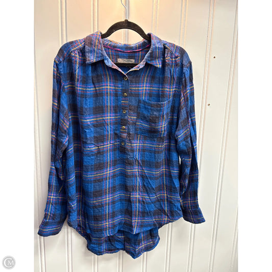 Top Long Sleeve By Anthropologie In Plaid Pattern, Size: M