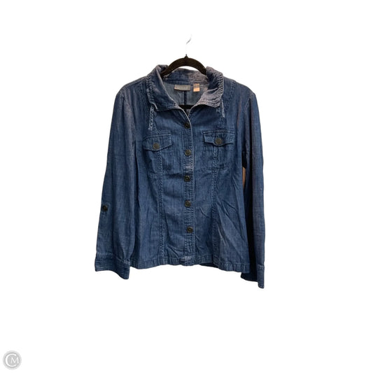 Jacket Denim By Chicos In Blue, Size: M