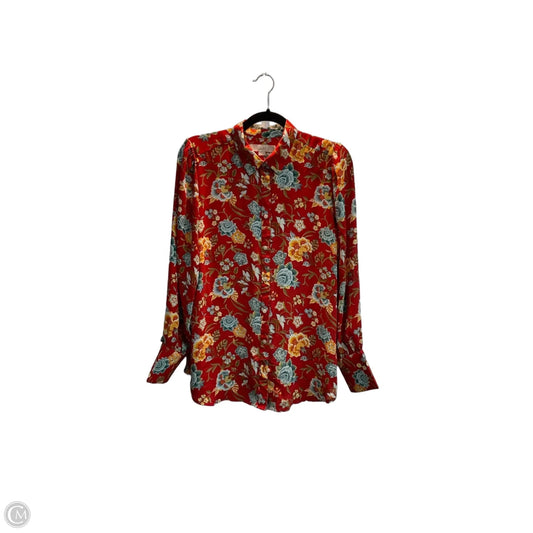 Blouse Long Sleeve By Loft In Floral Print, Size: M
