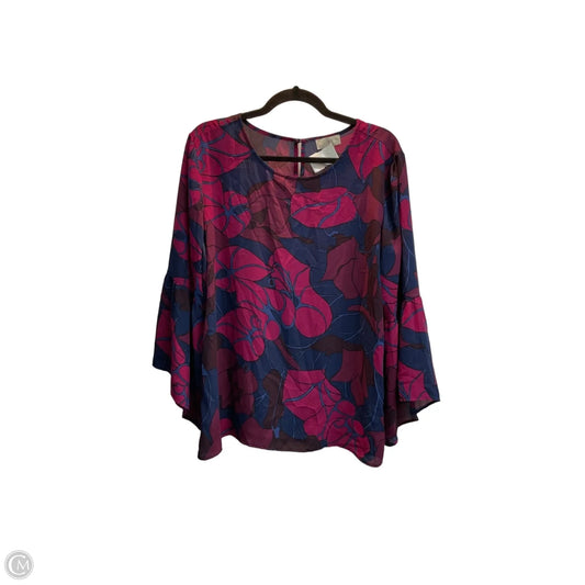 Blouse Long Sleeve By Loft In Multi-colored, Size: L