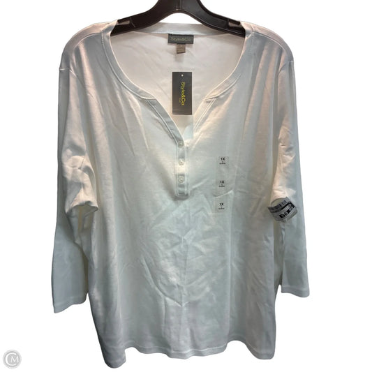 Top Long Sleeve By Style And Company In White, Size: 1x