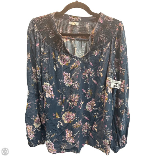 Top Long Sleeve By Maurices In Floral Print, Size: L