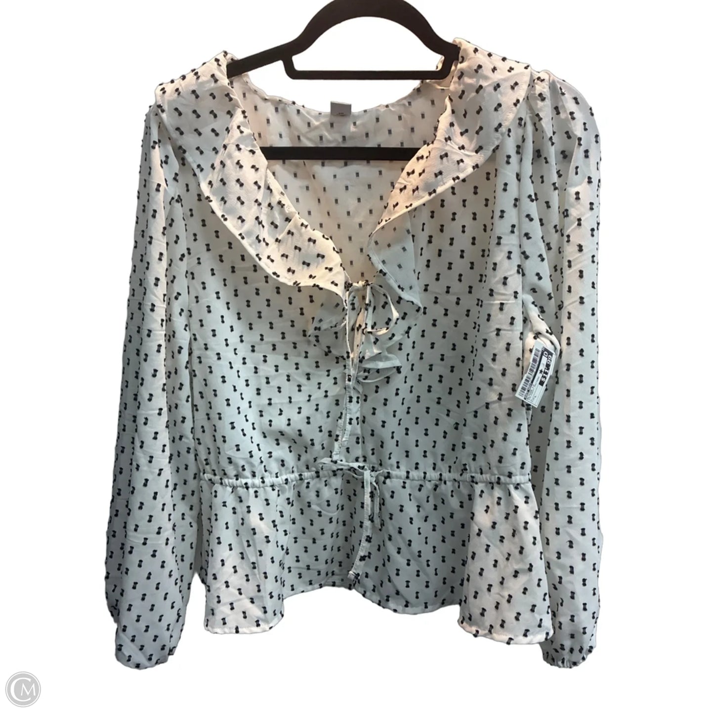 Blouse Long Sleeve By Old Navy In Polkadot Pattern, Size: L