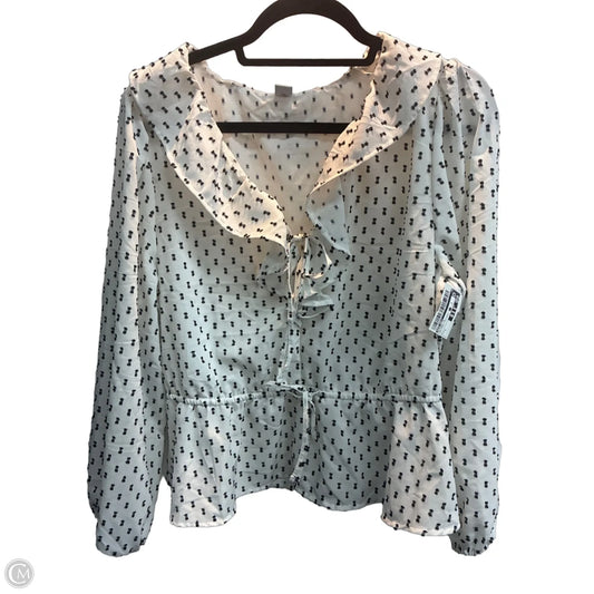 Blouse Long Sleeve By Old Navy In Polkadot Pattern, Size: L