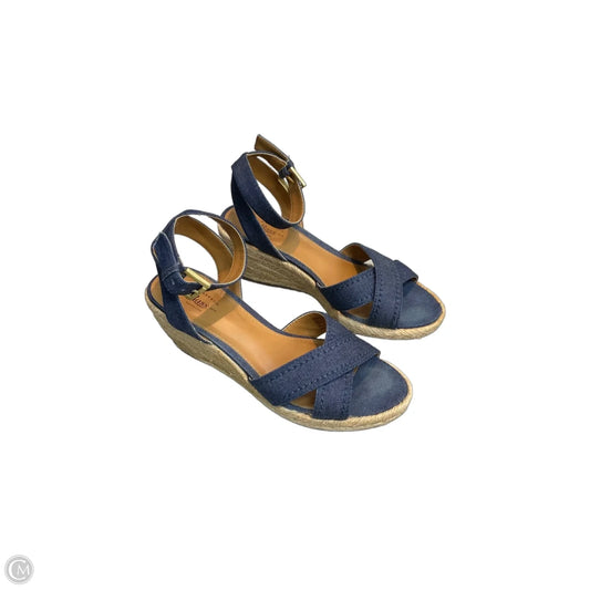 Sandals Heels Wedge By Gh Bass And Co In Blue, Size: 6.5