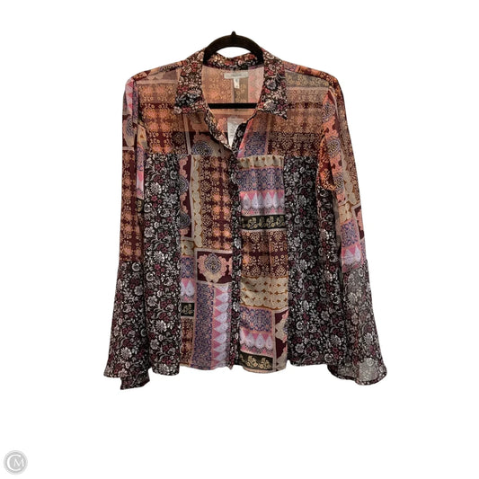 Blouse Long Sleeve By Maurices In Multi-colored, Size: M