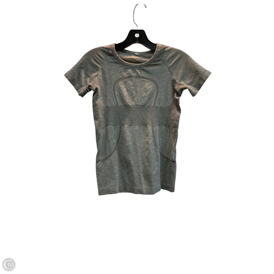 Athletic Top Short Sleeve By Lululemon In Grey, Size: Xs