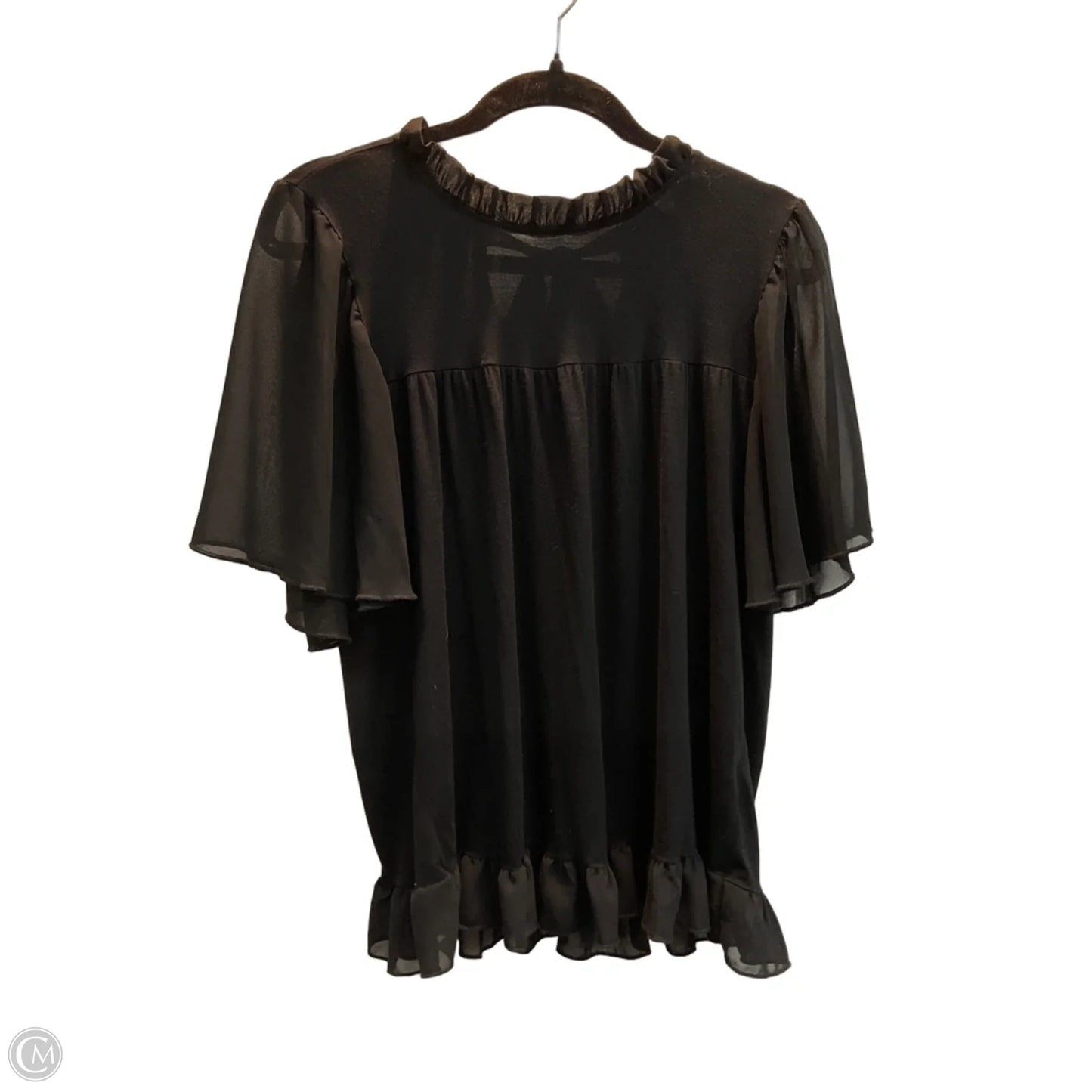 Top Short Sleeve By Kim & Cami In Black, Size: M