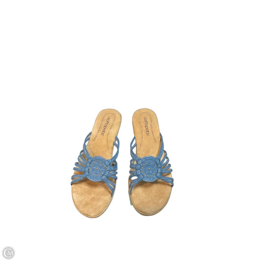 Sandals Heels Wedge By Softspots In Blue, Size: 7.5