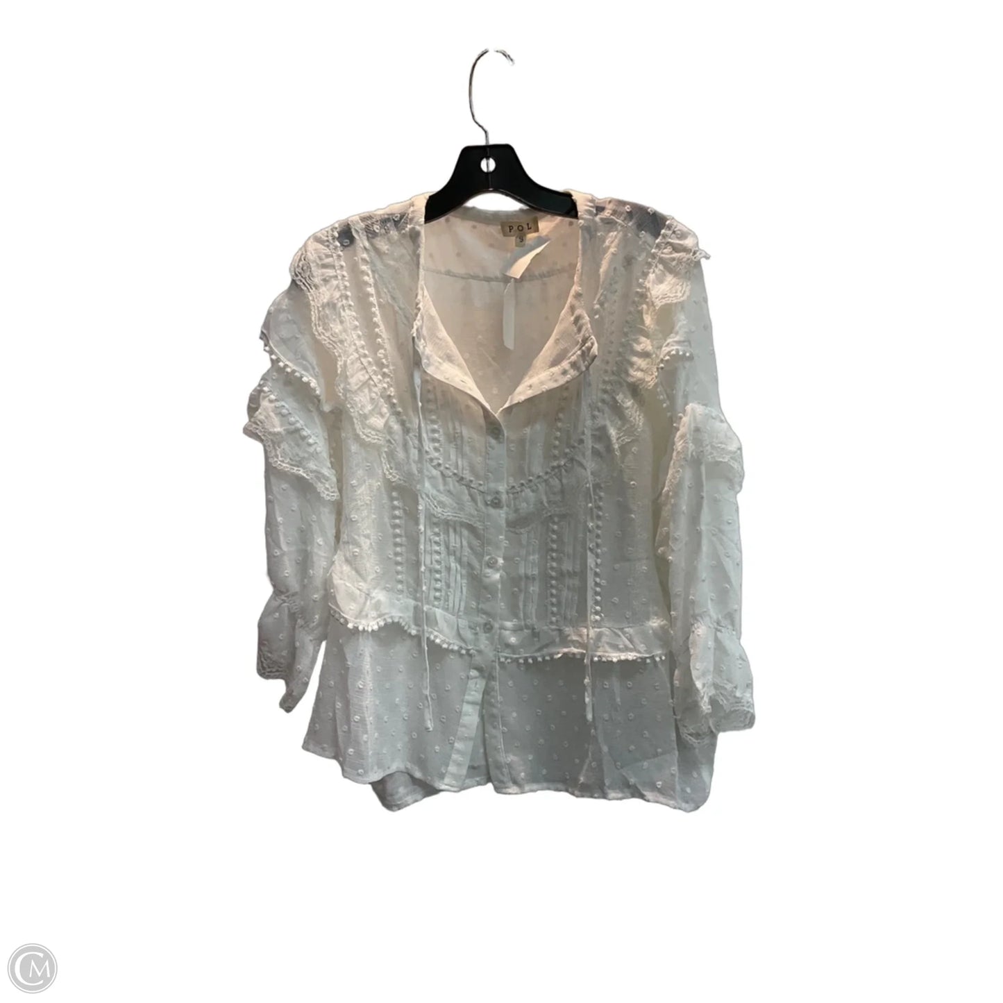 Blouse Long Sleeve By Pol In White, Size: S