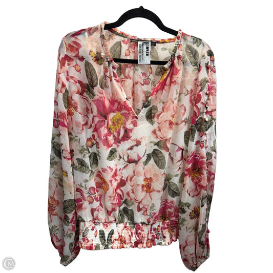 Blouse Long Sleeve By White House Black Market In Floral Print, Size: L