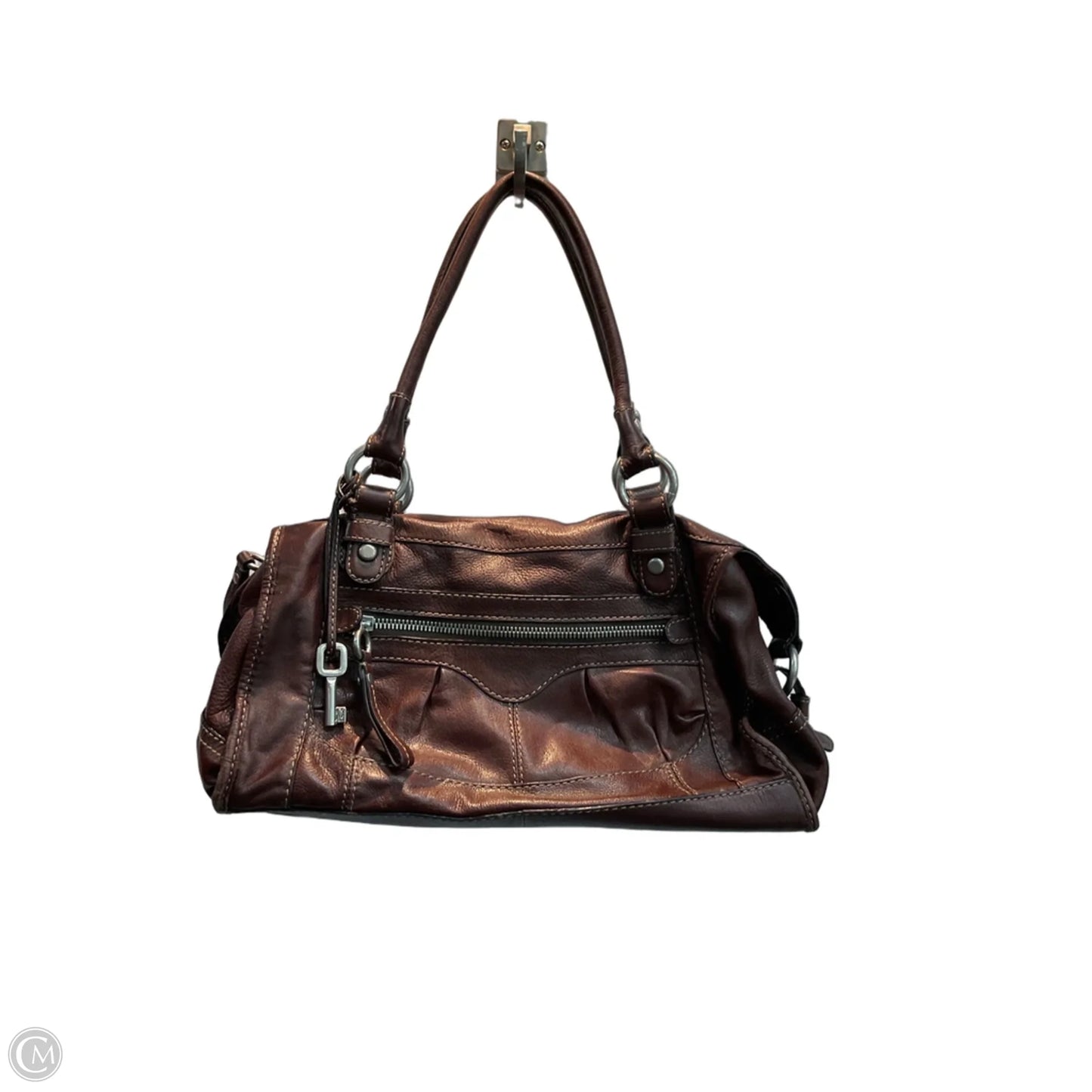 Handbag Leather By Fossil, Size: Medium
