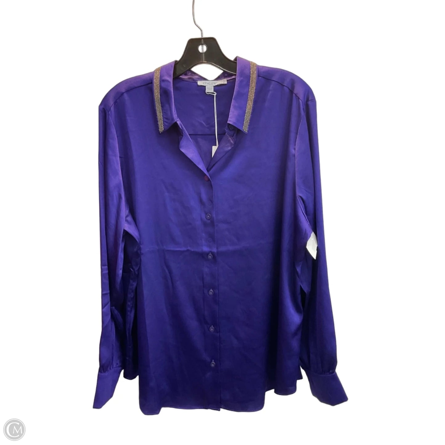 Blouse Long Sleeve By Chicos In Blue, Size: Xl