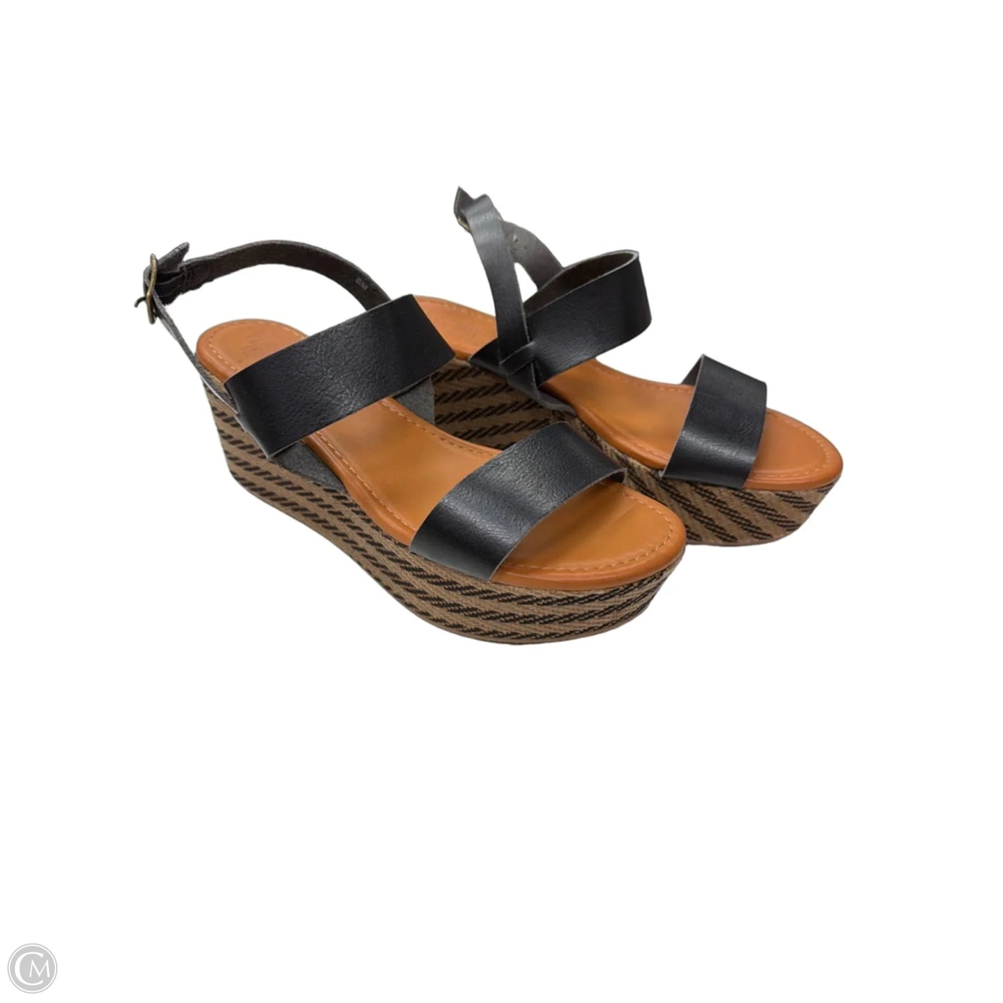 Sandals Heels Wedge By Jelly Pop In Black, Size: 8