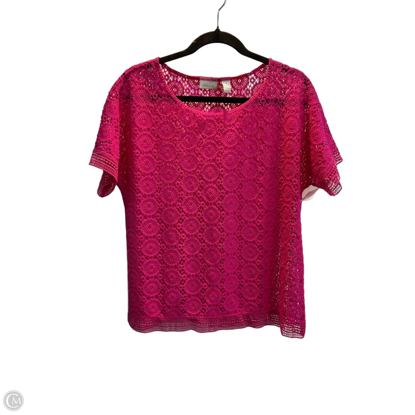 Top Short Sleeve By Chicos In Pink, Size: M