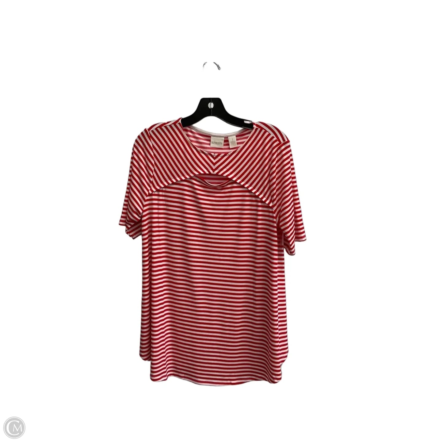 Top Short Sleeve By Chicos In Striped Pattern, Size: M