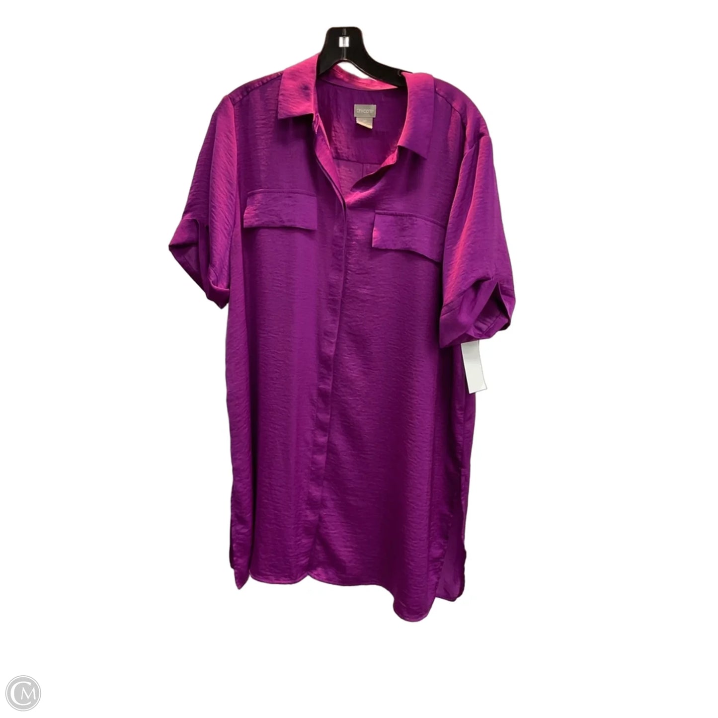 Blouse Short Sleeve By Chicos In Purple, Size: Xlp