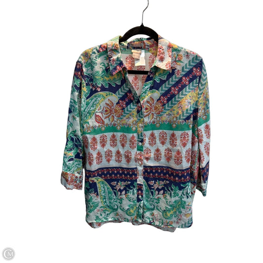 Top 3/4 Sleeve By Chicos In Multi-colored, Size: L