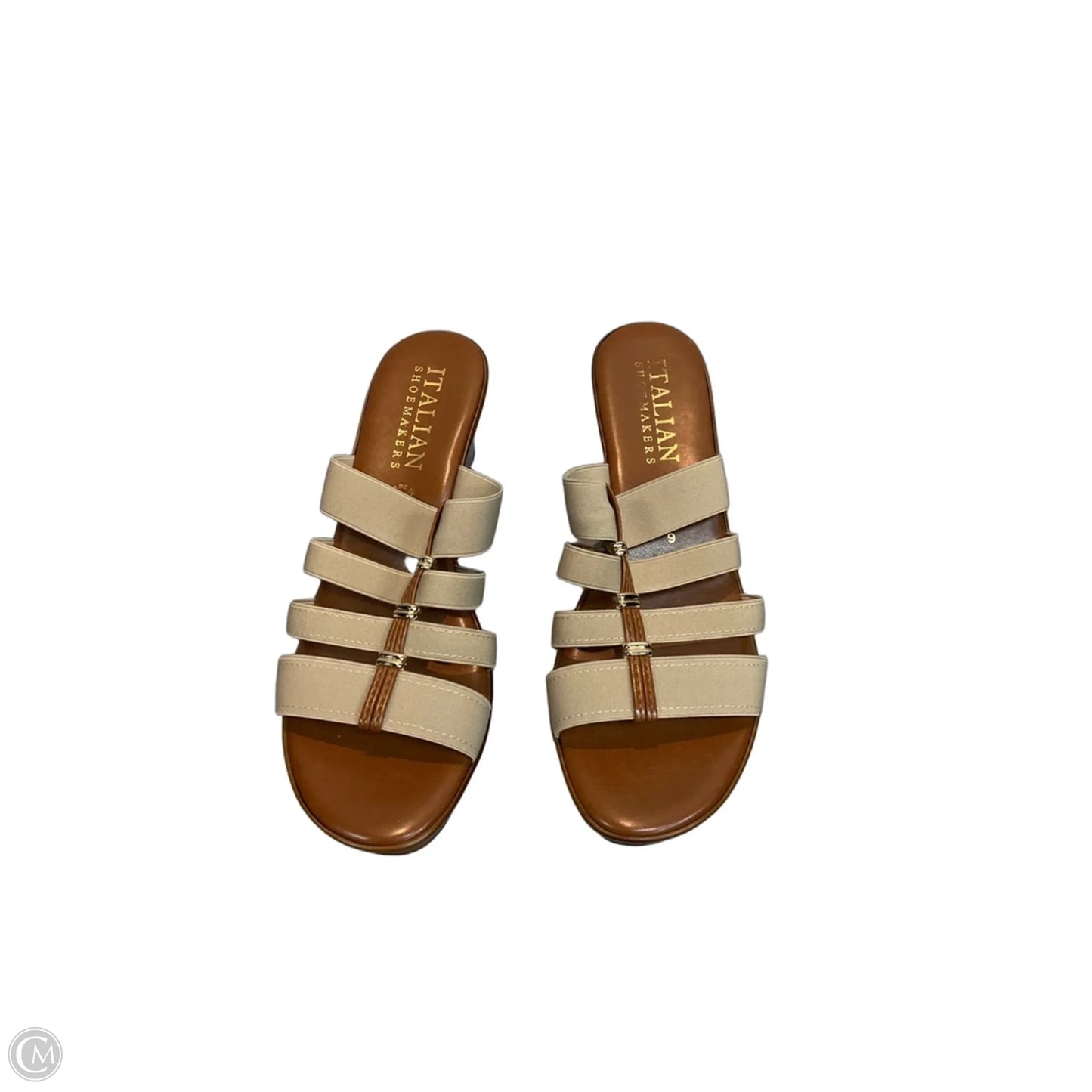 Sandals Heels Wedge By Italian Shoemakers In Tan, Size: 9