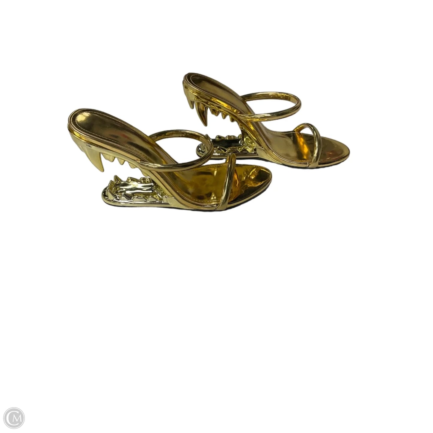 Sandals Heels Wedge By Clothes Mentor In Gold, Size: 7.5