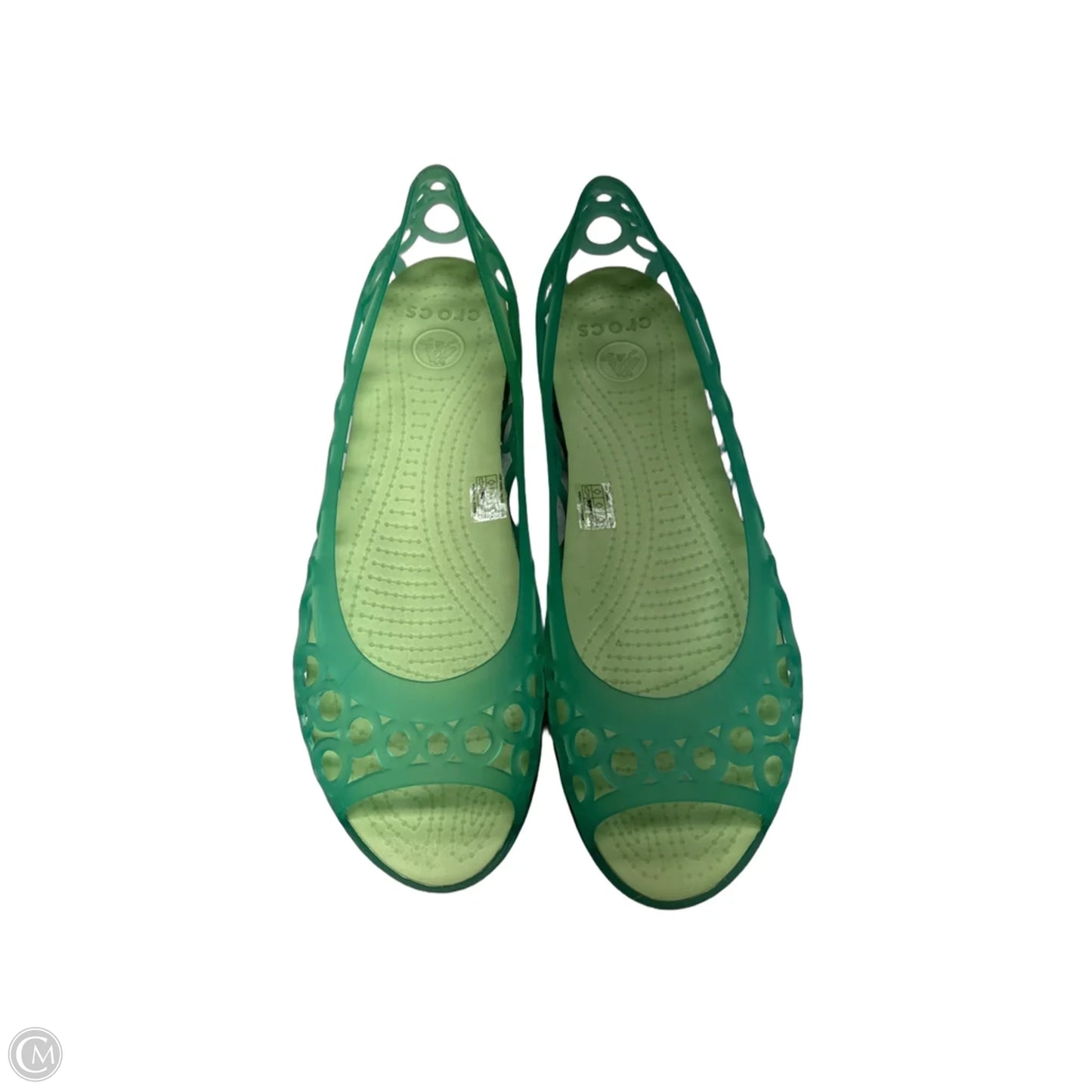 Shoes Flats By Crocs In Green, Size: 10