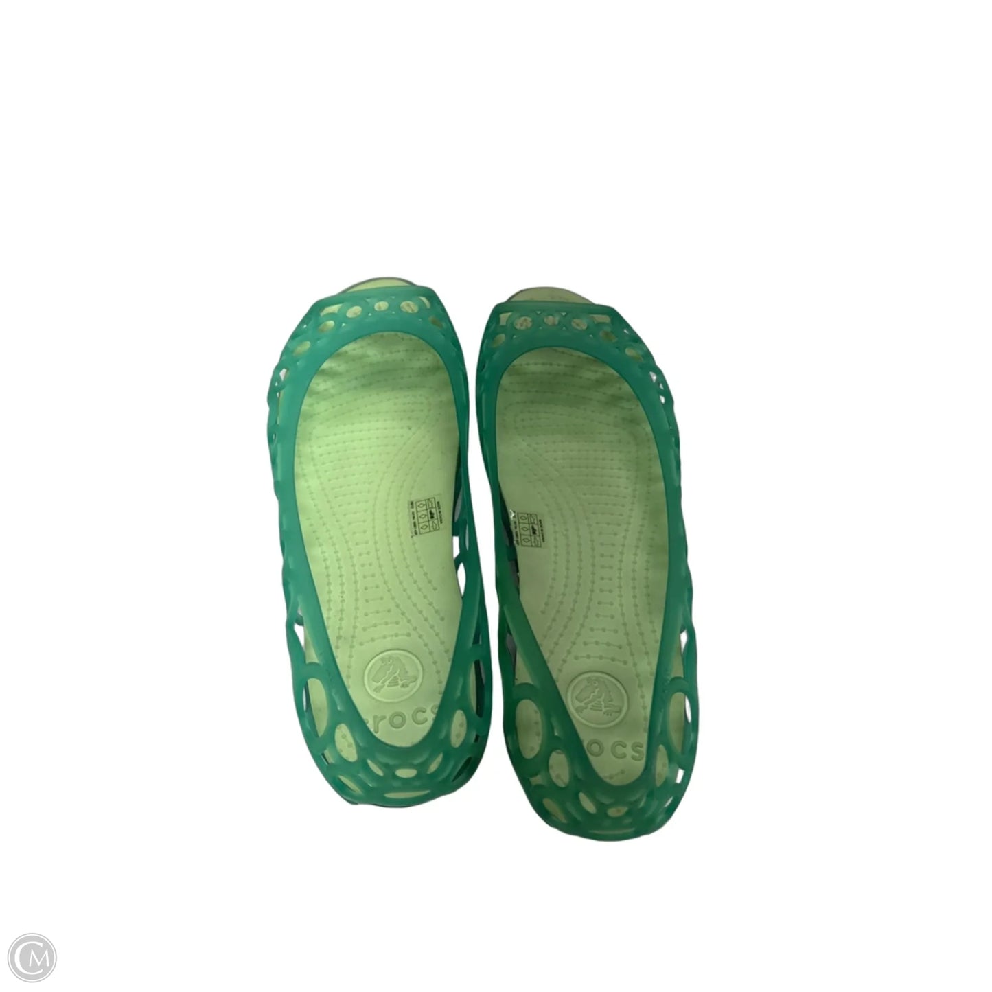 Shoes Flats By Crocs In Green, Size: 10
