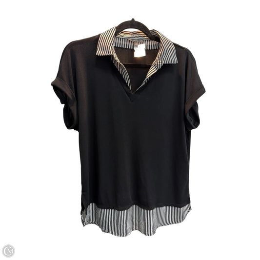 Top Short Sleeve By Adrianna Papell In Black, Size: M