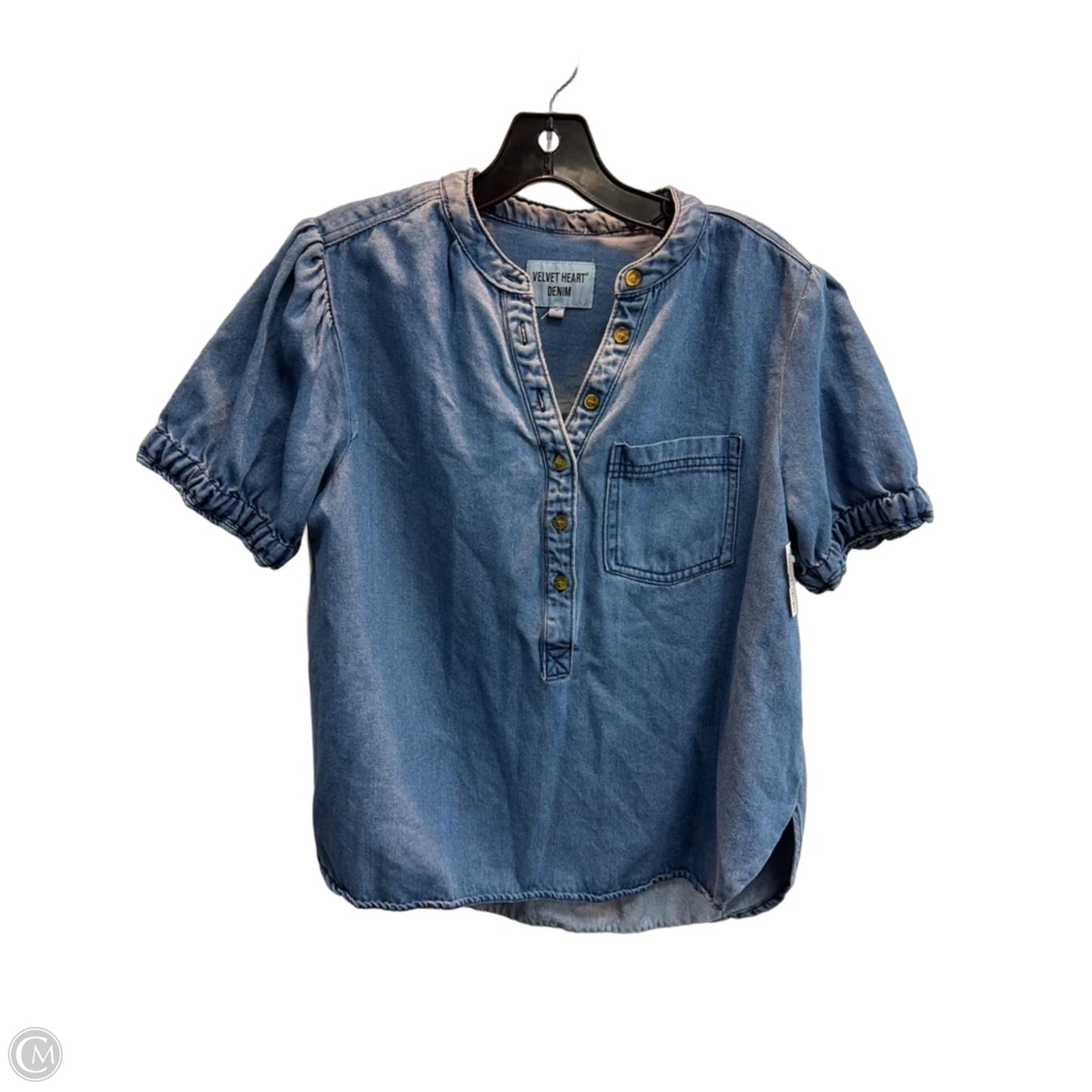 Blouse Short Sleeve By Velvet Heart In Blue Denim, Size: M