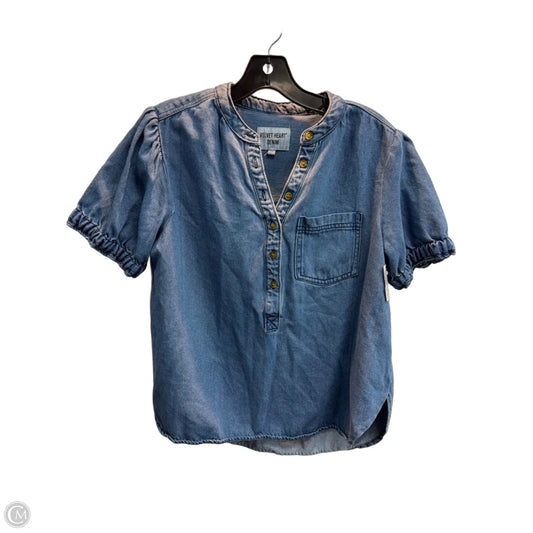 Blouse Short Sleeve By Velvet Heart In Blue Denim, Size: M