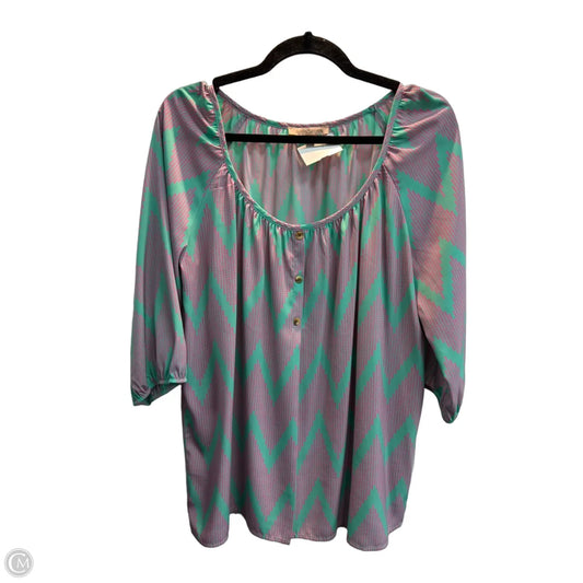 Top Long Sleeve By Gibson And Latimer In Green & Pink, Size: M