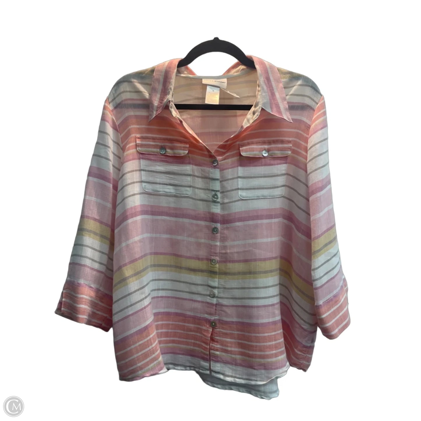 Top 3/4 Sleeve By Alfred Dunner In Striped Pattern, Size: M