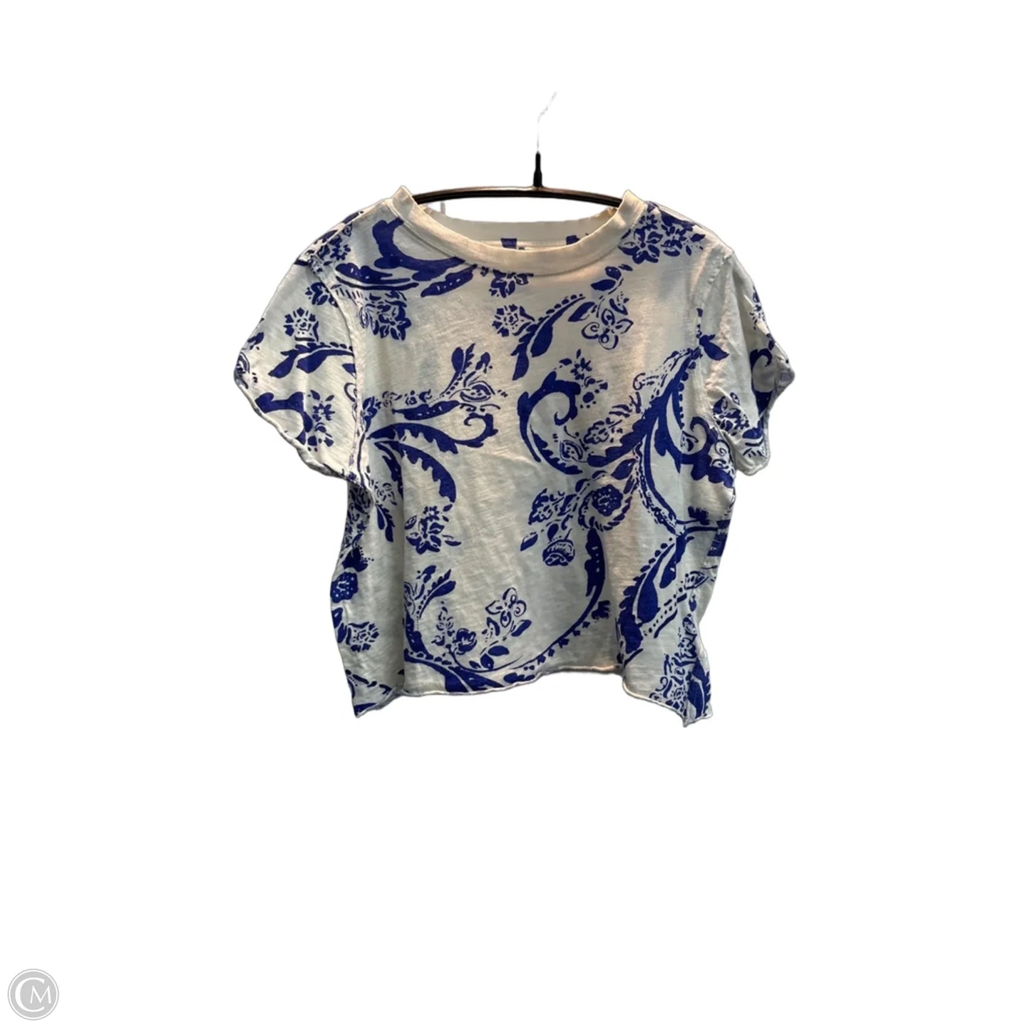 Top Short Sleeve By Maeve In Blue & White, Size: Xsp