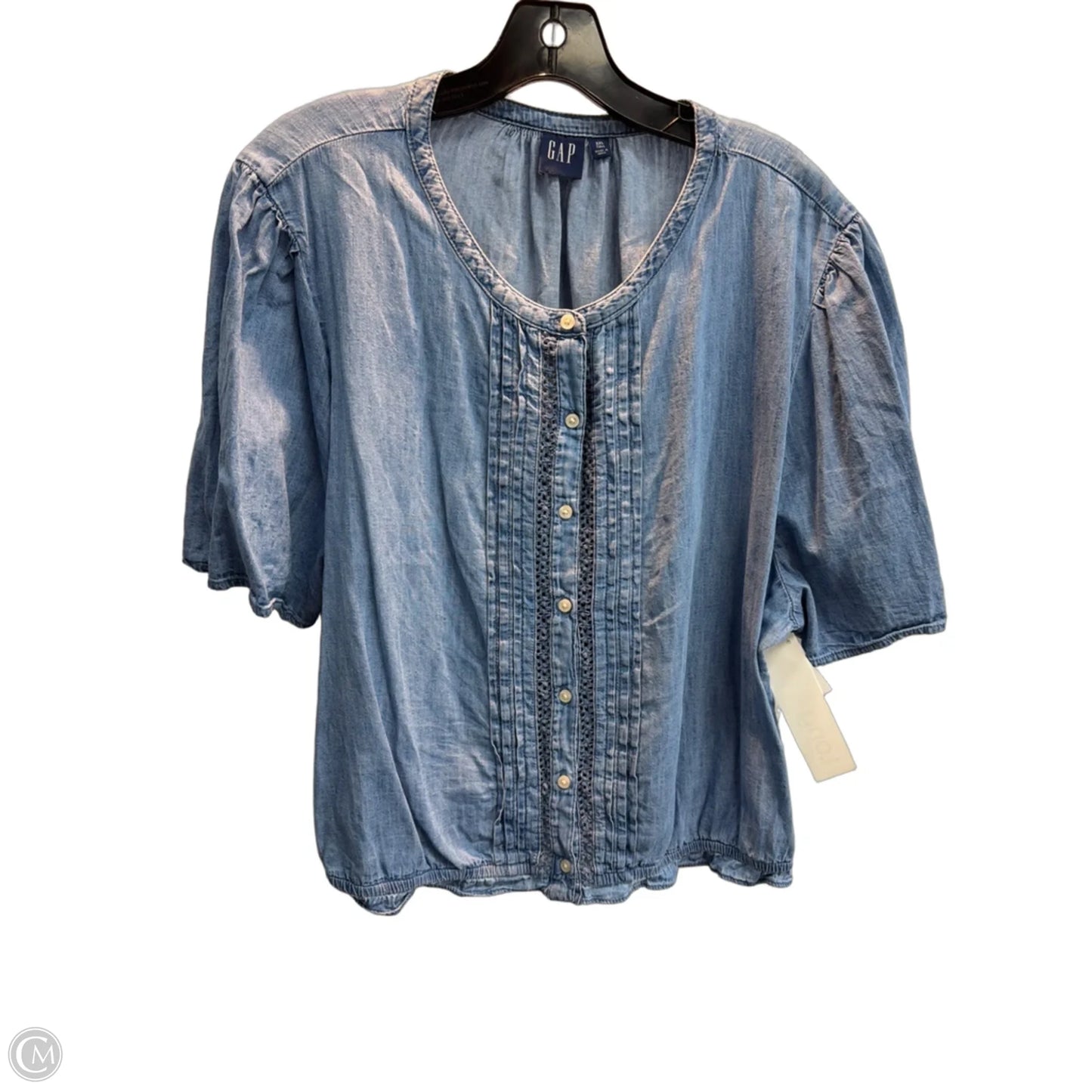 Top Short Sleeve By Gap In Blue Denim, Size: Xxl