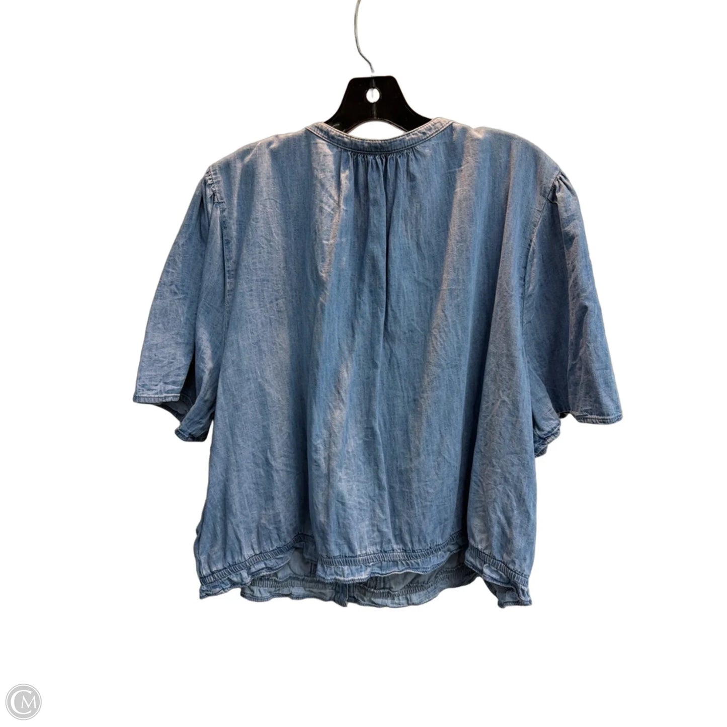 Top Short Sleeve By Gap In Blue Denim, Size: Xxl