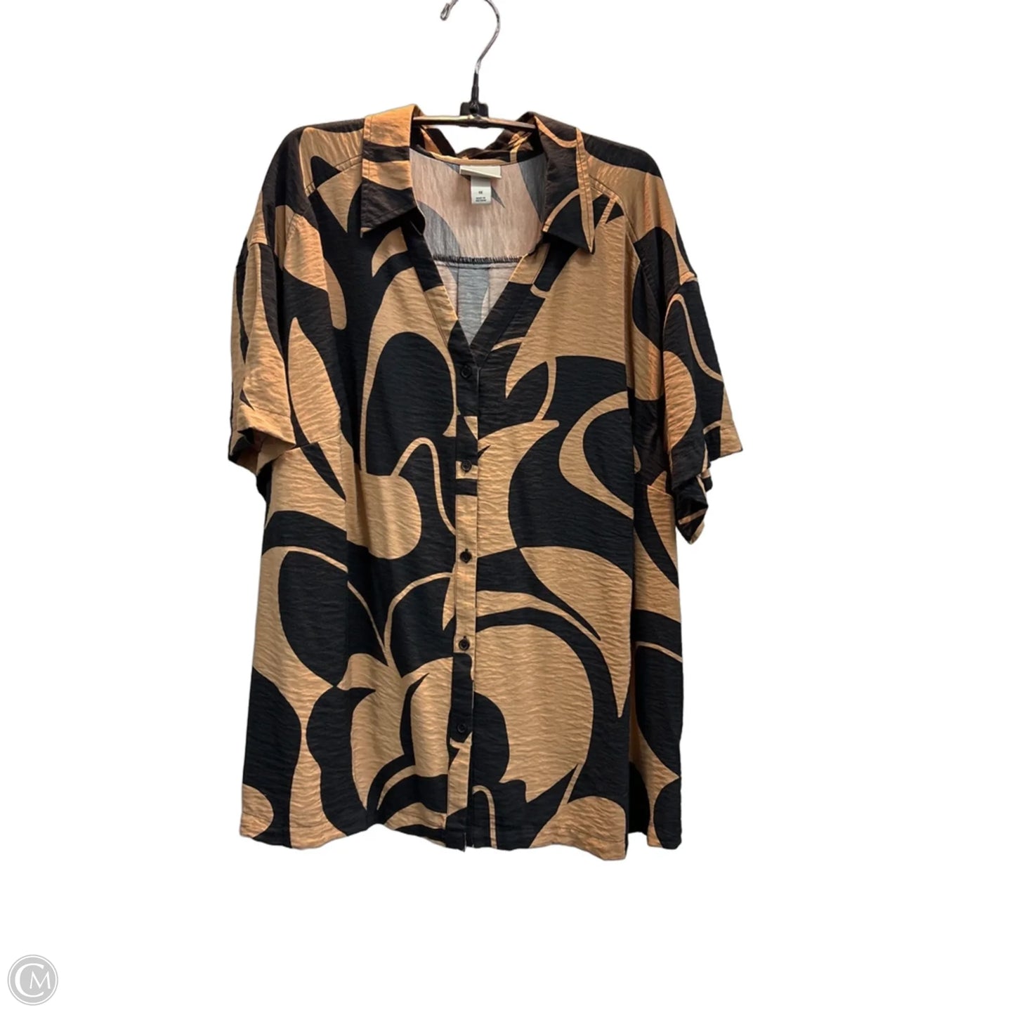 Top Short Sleeve By Ava & Viv In Black & Brown, Size: 1x