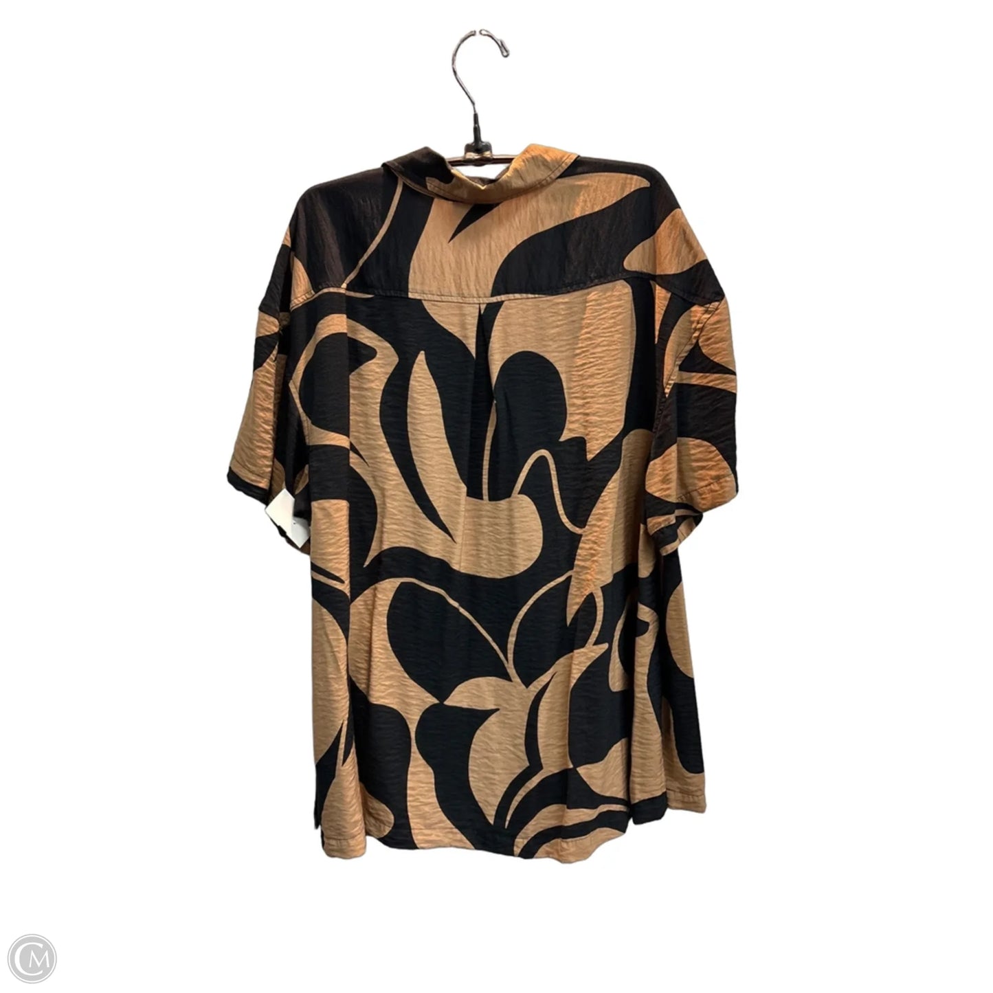 Top Short Sleeve By Ava & Viv In Black & Brown, Size: 1x