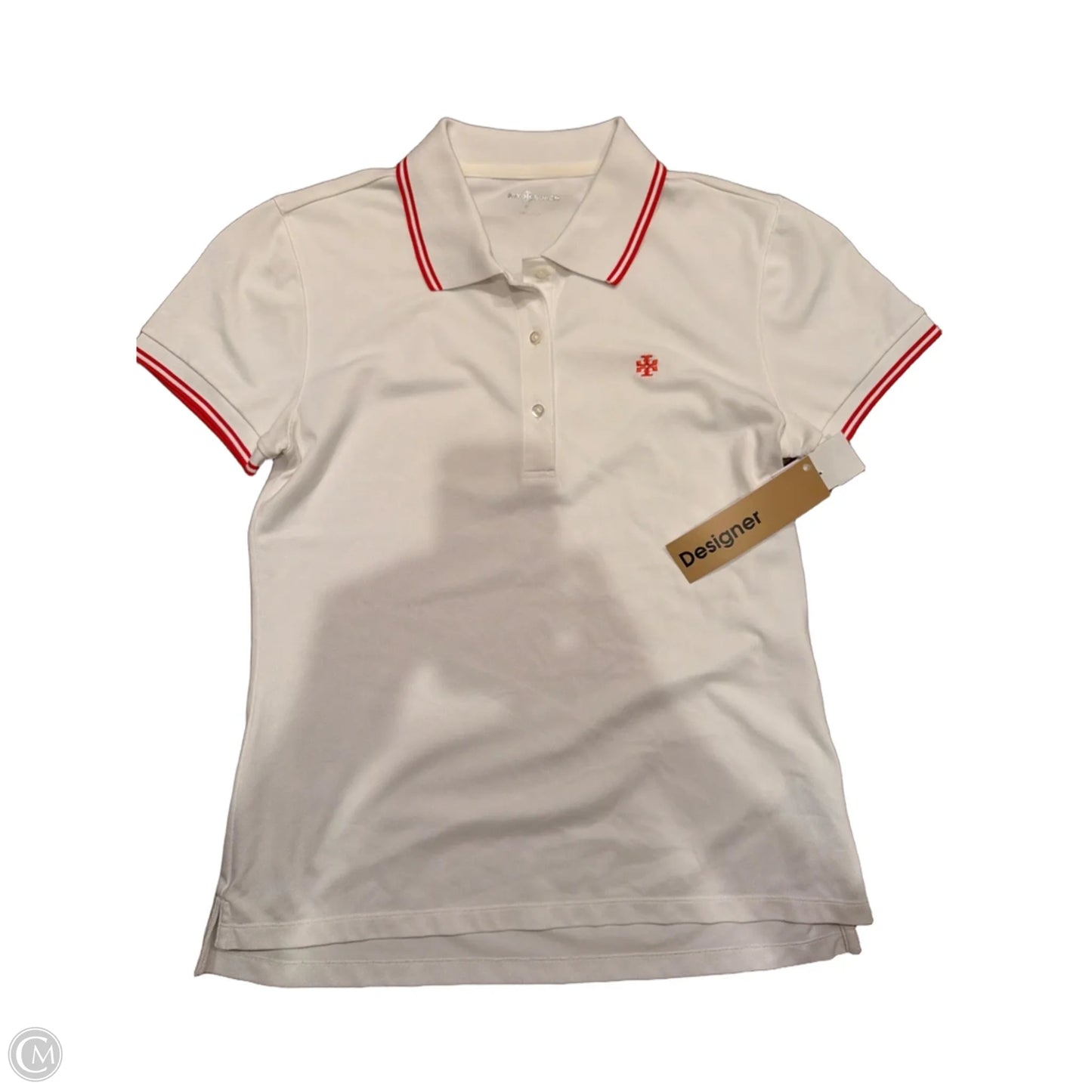 Top Short Sleeve Designer By Tory Burch In White, Size: M