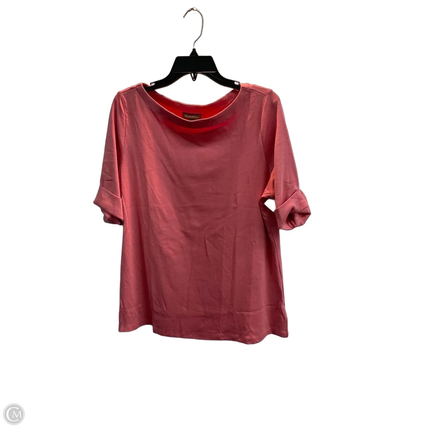 Top Short Sleeve Basic By Style And Company In Pink, Size: L