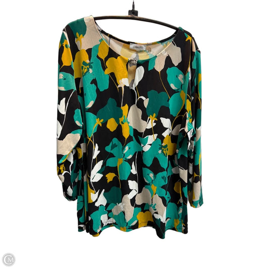 Top Long Sleeve By Calvin Klein In Multi-colored, Size: Xl