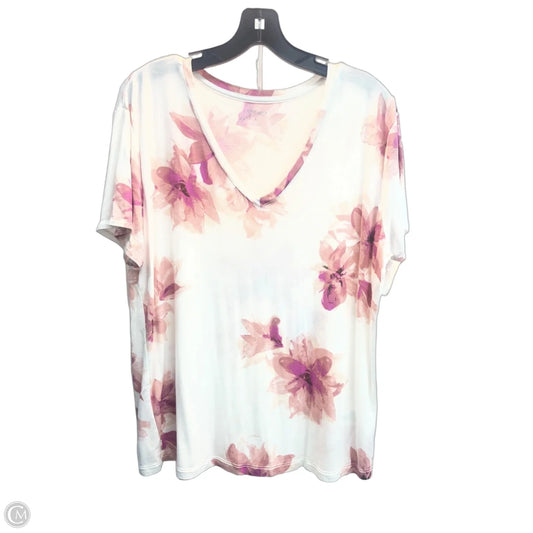 Top Short Sleeve By Nine West In Floral Print, Size: L