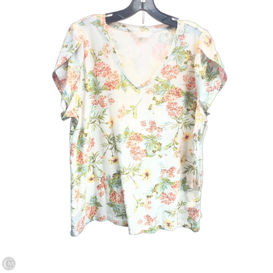 Top Short Sleeve By Lc Lauren Conrad In Floral Print, Size: Xl