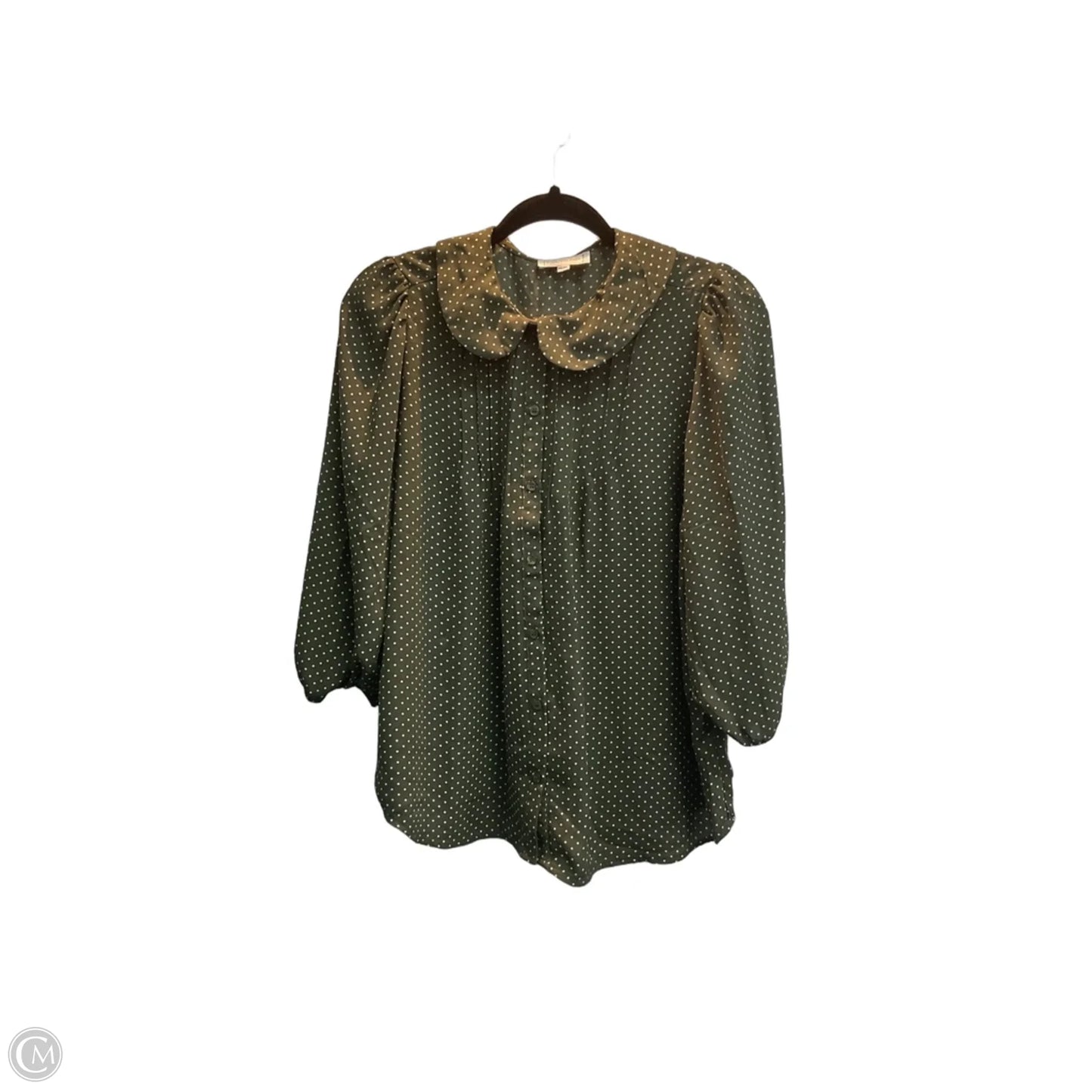 Blouse Short Sleeve By Clothes Mentor In Polkadot Pattern, Size: M